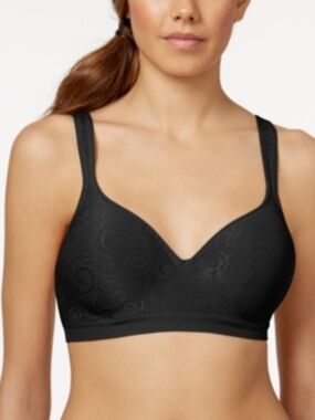 Bali Comfort Revolution Wireless Bra Black Swirl 36B